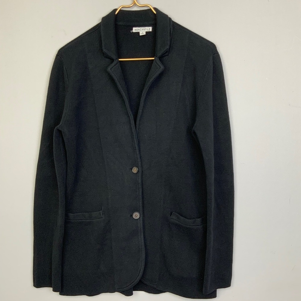 J. Crew Women's Sz Small Black Cotton Sweater Blazer Unstructured Pockets
